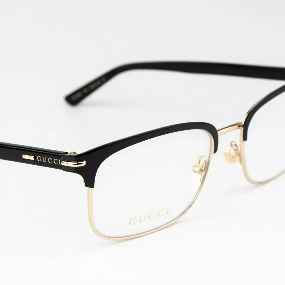 NEW Gucci GG1448O 001 Gold Rectangle Unisex Eyeglasses